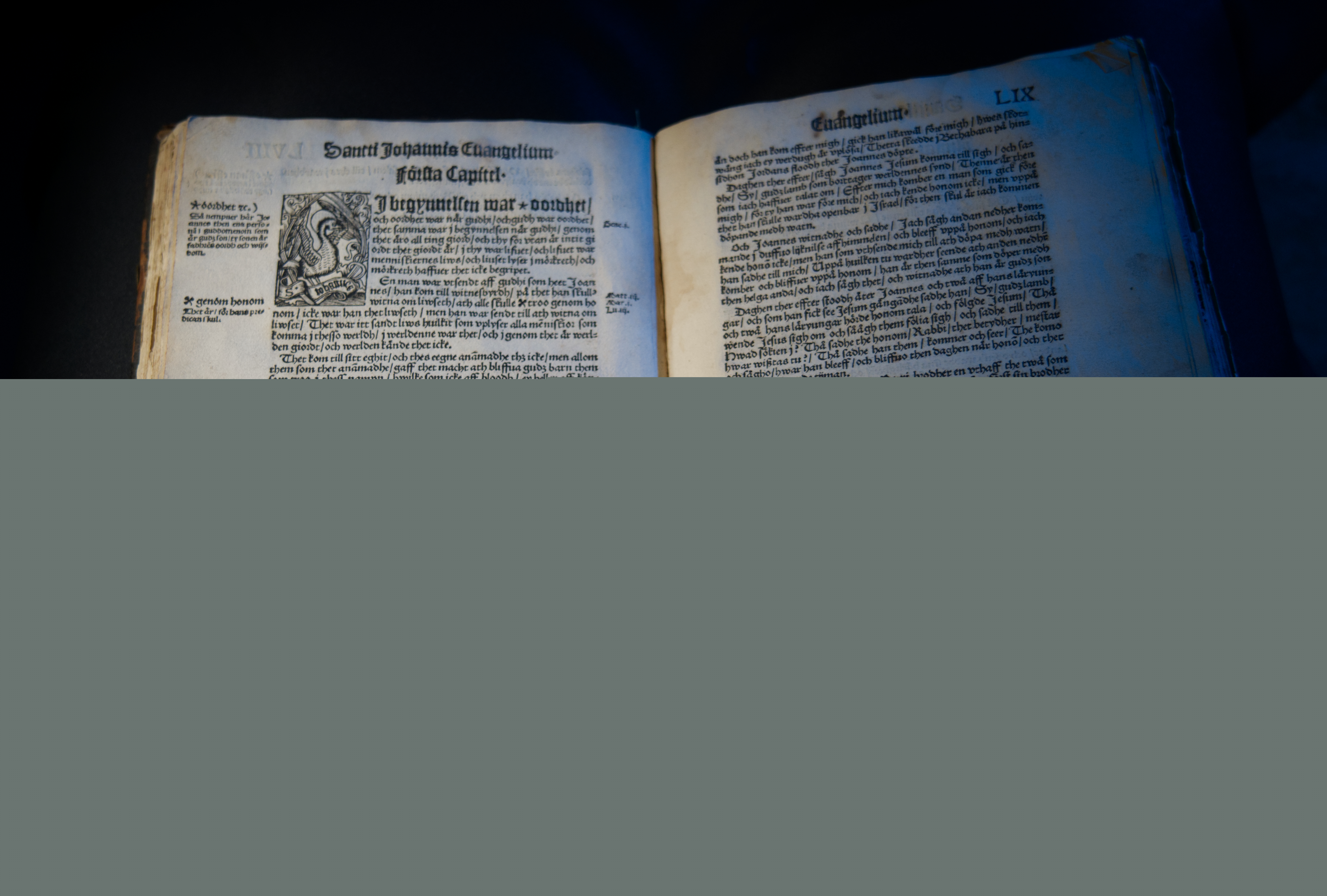 Uppslag med text från Nya testamentet 1526.
