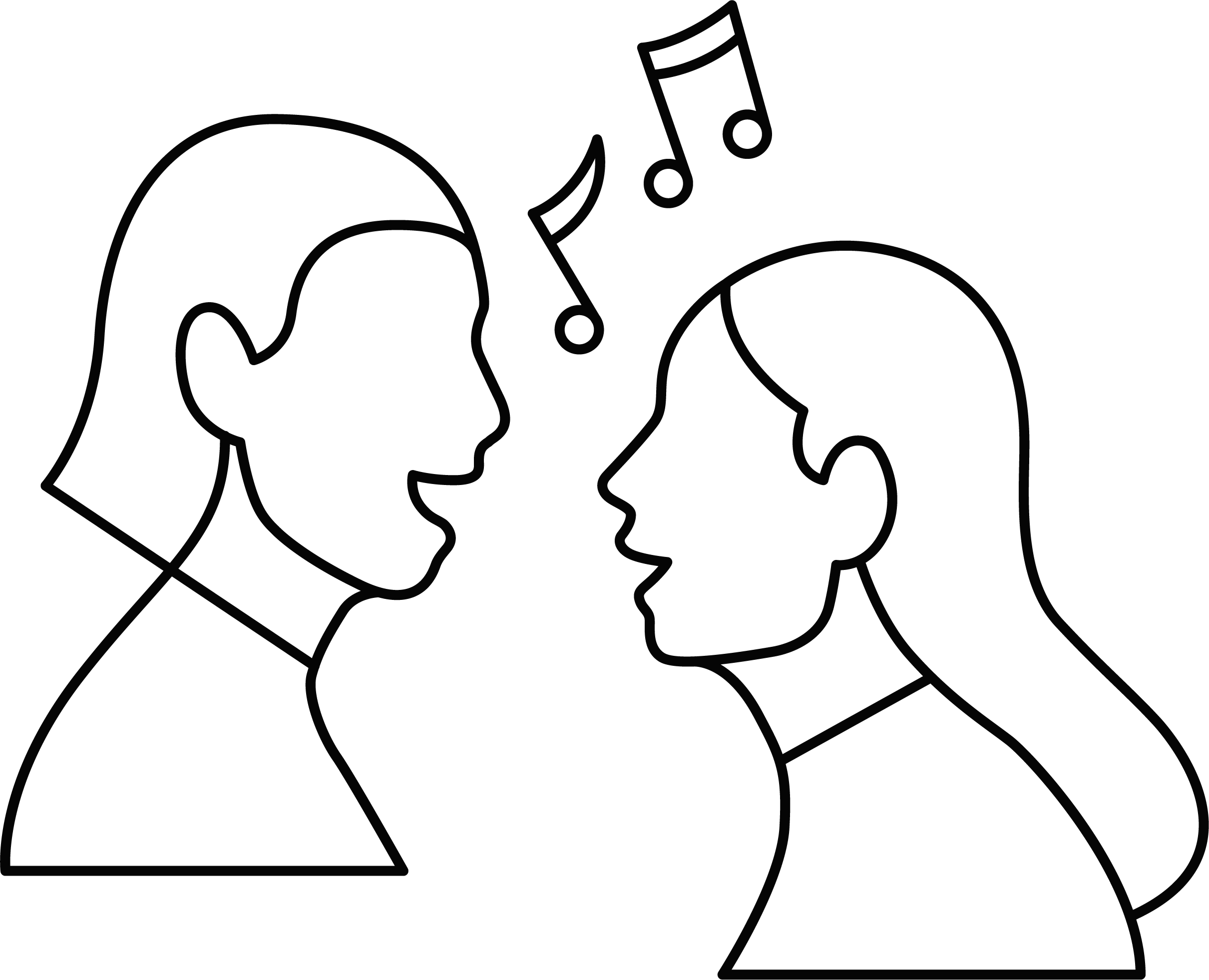 Linjeillustration av två personer som sjunger