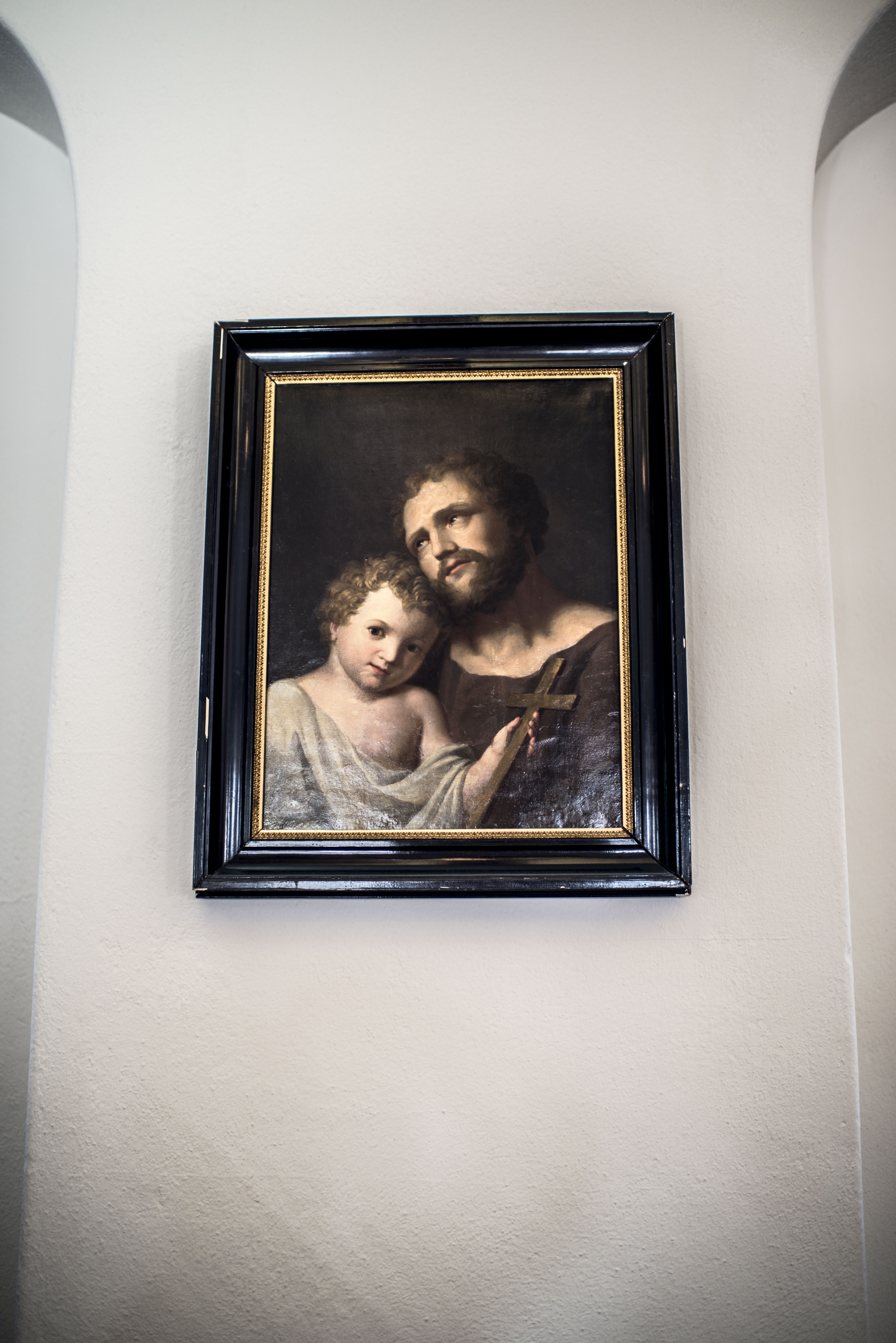 Porträtt av Josef med Jesus i knät