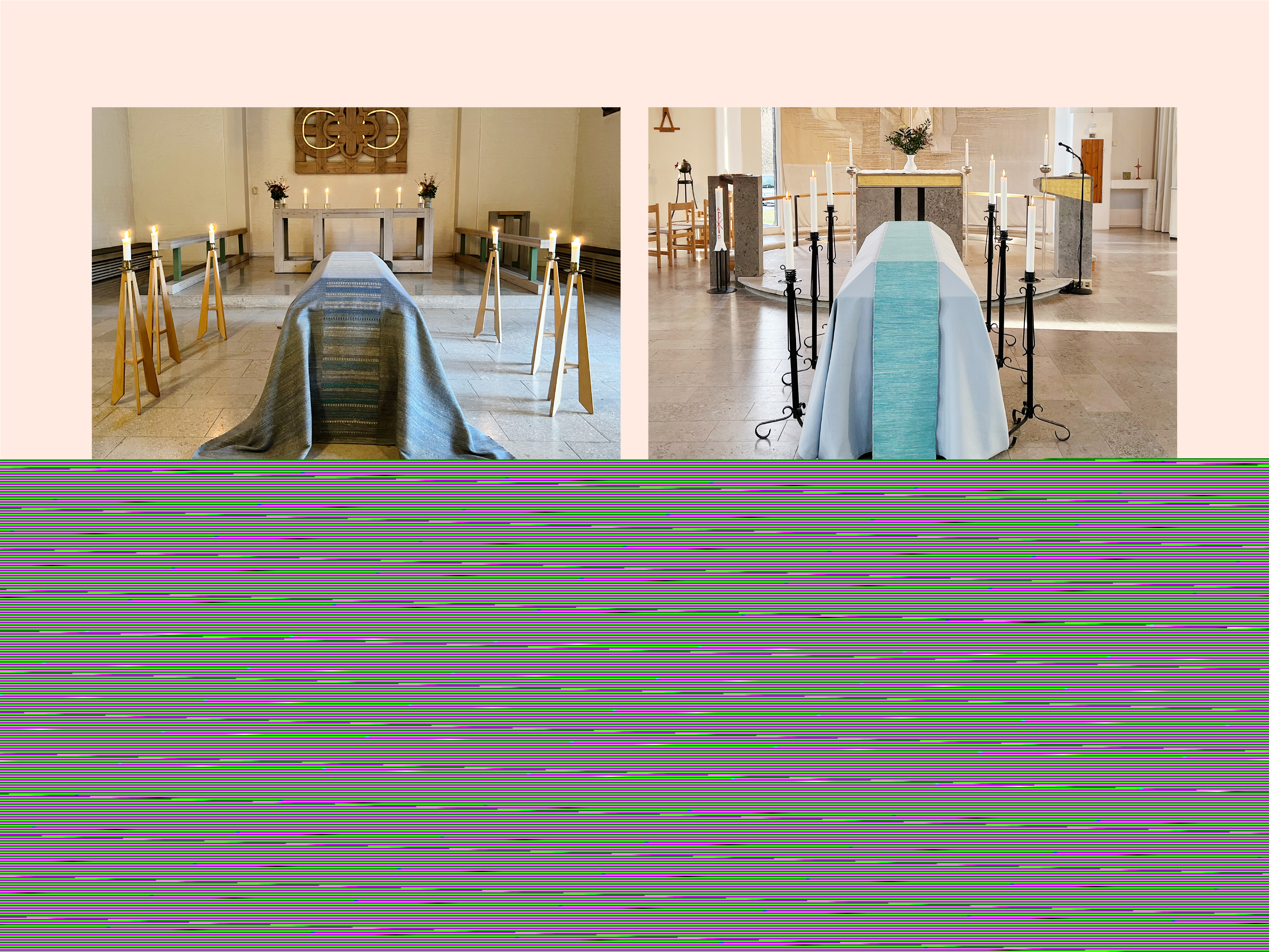 textilier på kistor och trälådor som är urnor