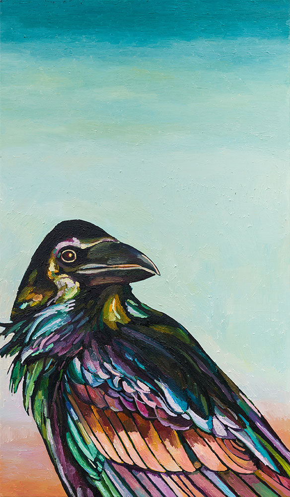 Målad korp i olika färger.