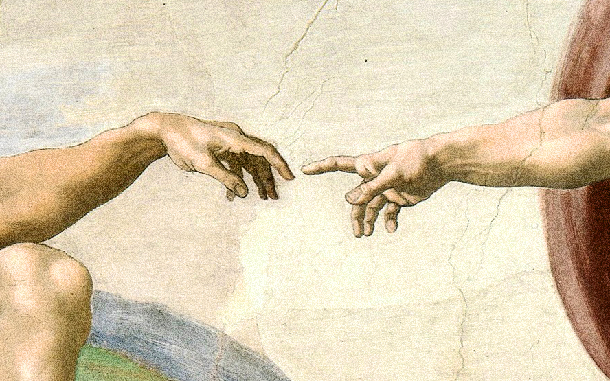 Ett utsnitt från målningen ”Adams skapelse” där två fingrar möts