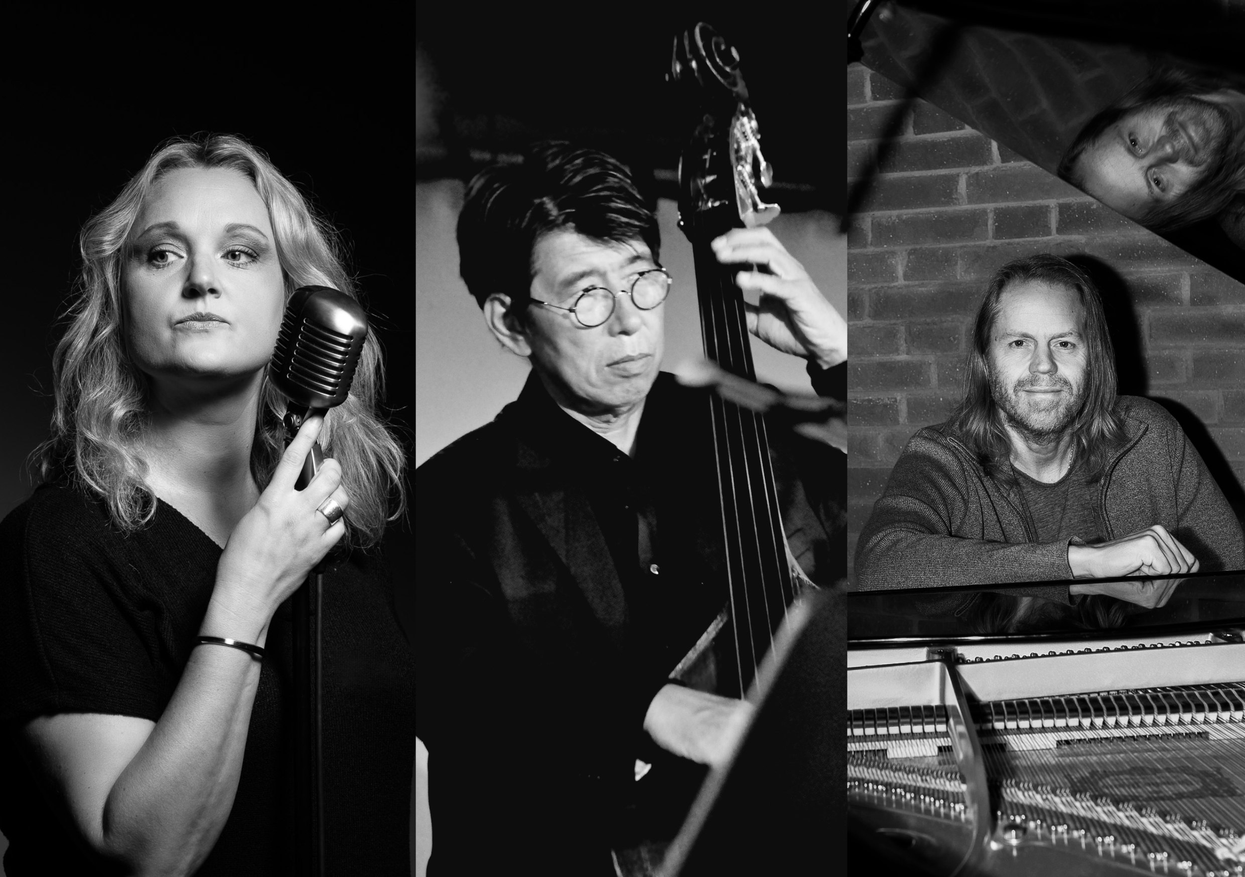 Jazztrio bestående av Anna Vadberg, Mattias Engström och Yasuhito Mori