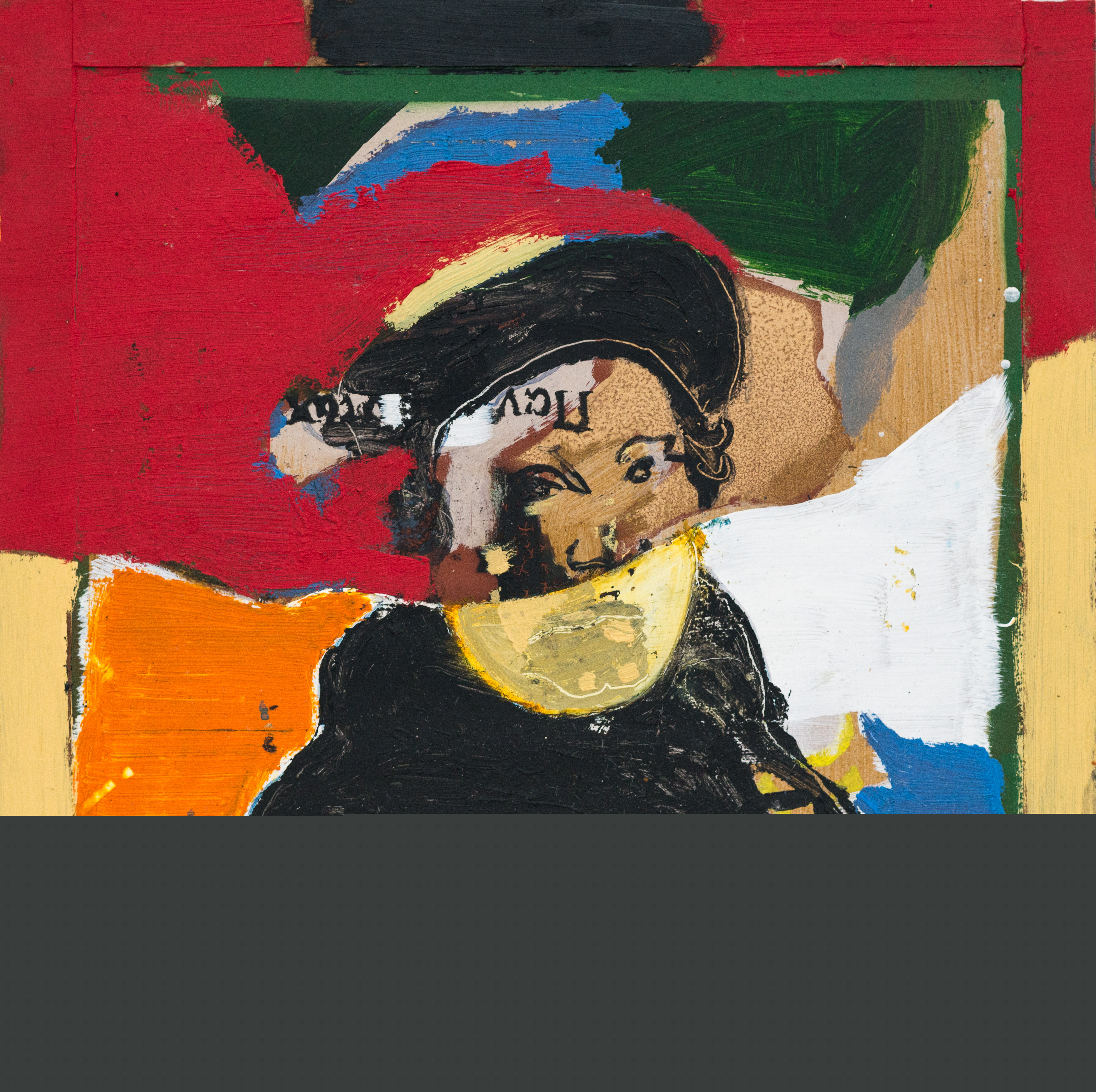 En färggrann och abstrakt målning föreställer Martin Luther.