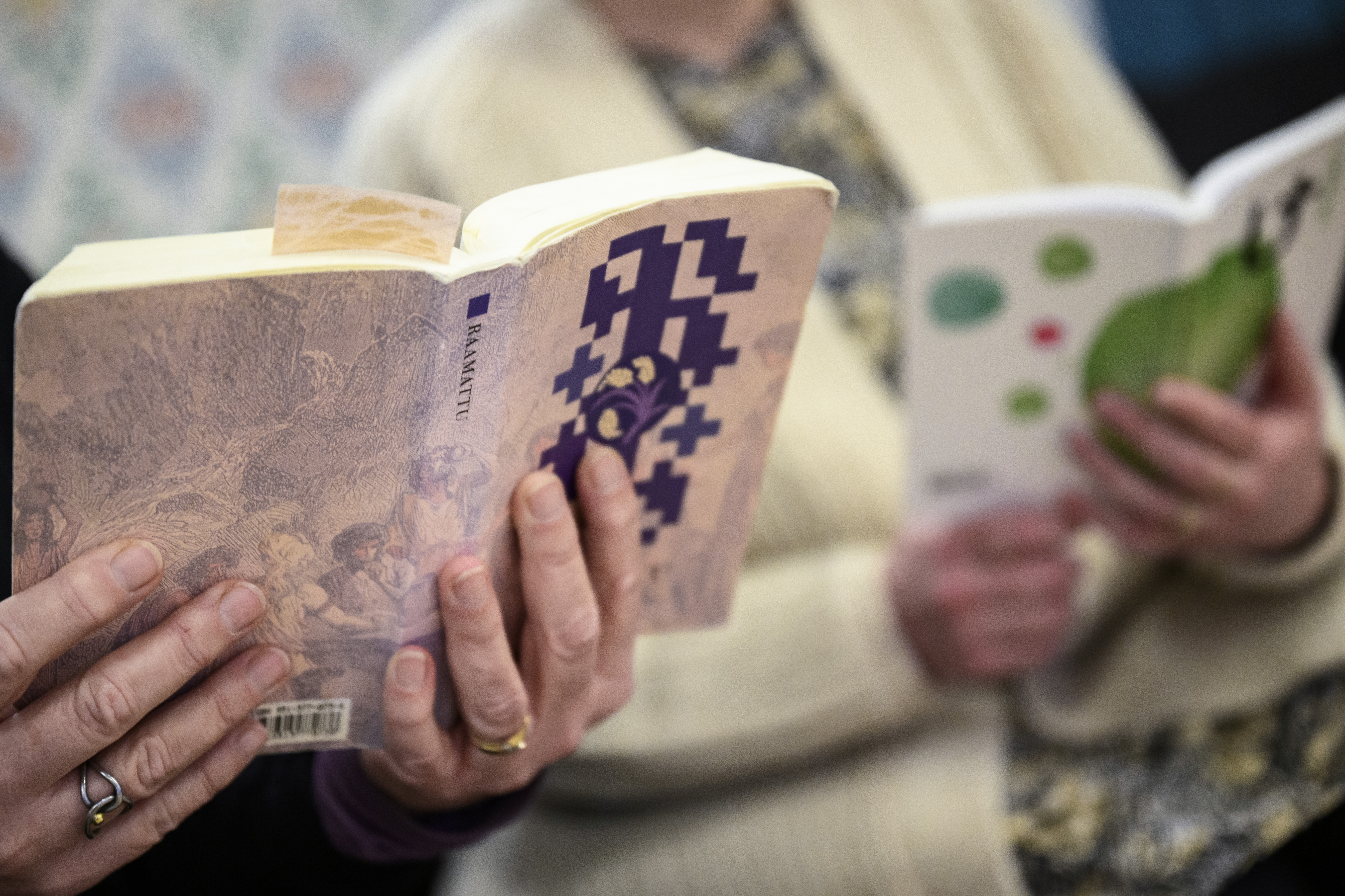 Någon håller i en finsk bibel.