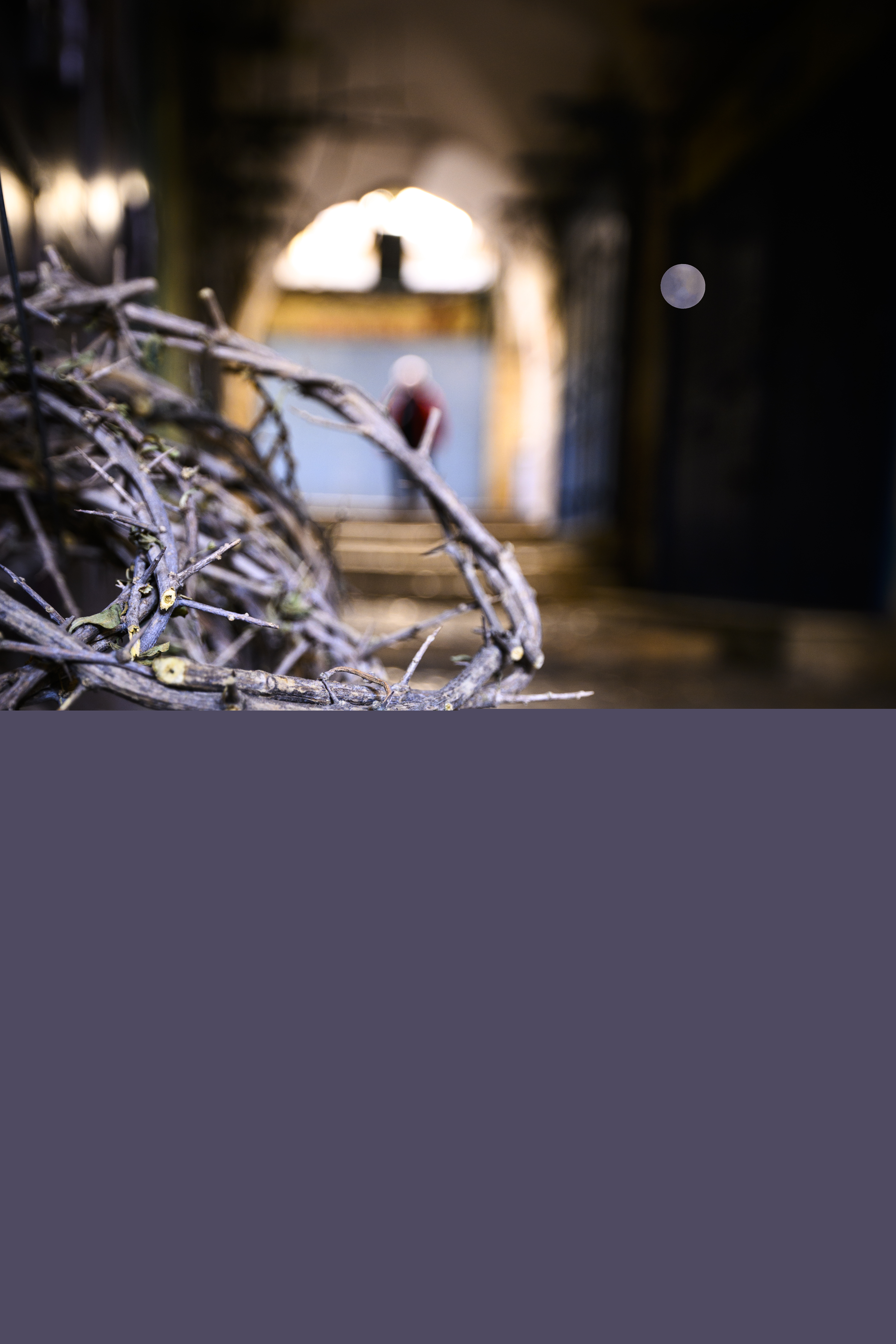 En törnekrona i ett stenvalv.